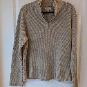 American Eagle Outfitters Vintage Ribbed Cotton Sweater Half Zip Neutral Size L